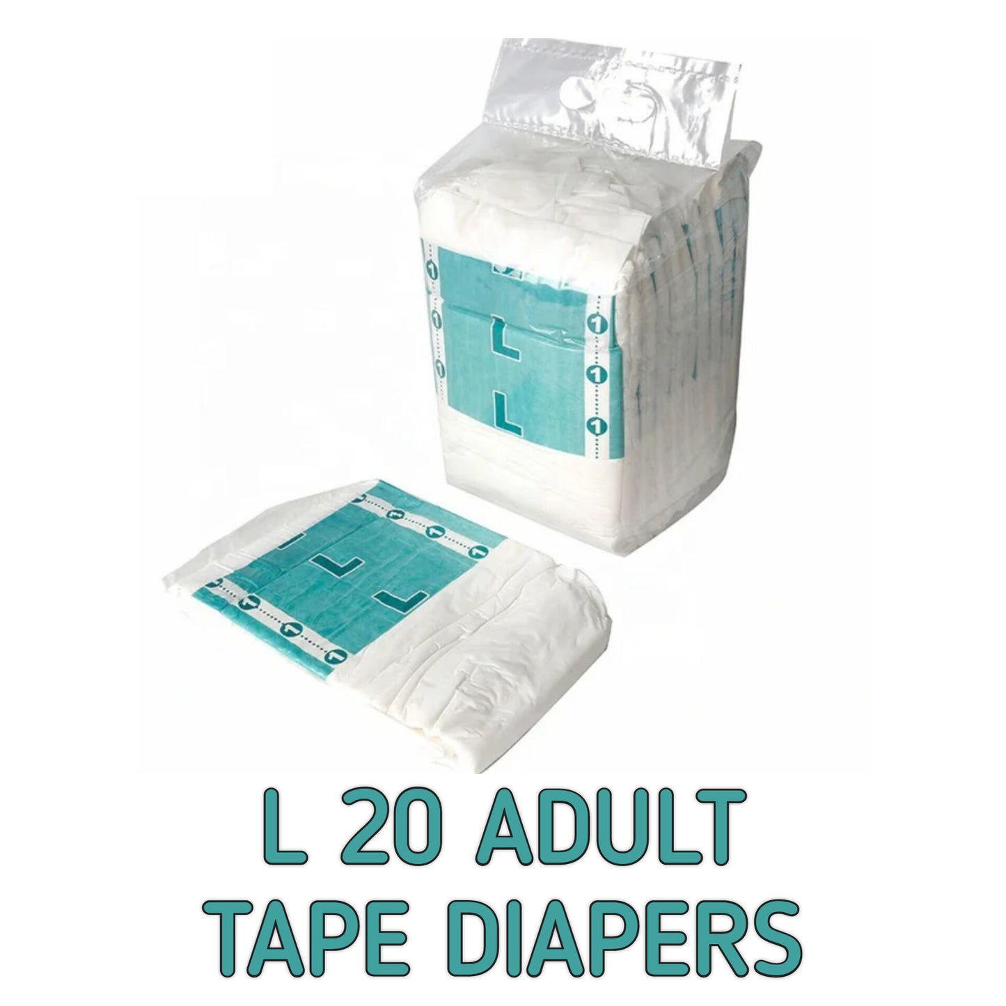 YOUNICK Adult Tape Diapers L (20 pcs Pack, Large Size)