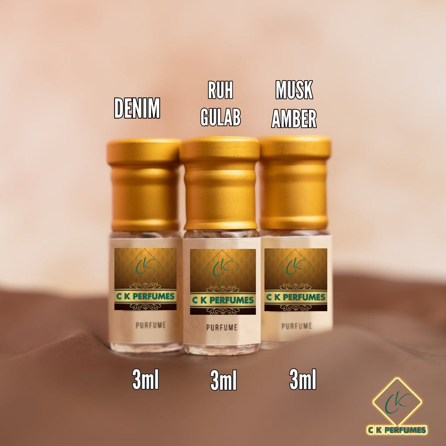 Attar pack of 3 attars, 3ml*3 bottles Denim, Ruh gulab & Musk amber 3 designer long lasting attars younick