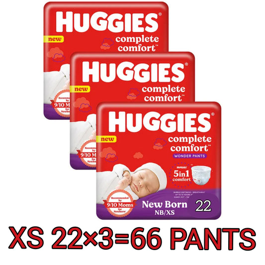 Huggies Combo Pack Of 3 Complete Comfort Wonder Pants (0-5kgs) Newborn / Extra Small (XS/NB) 22*3=66