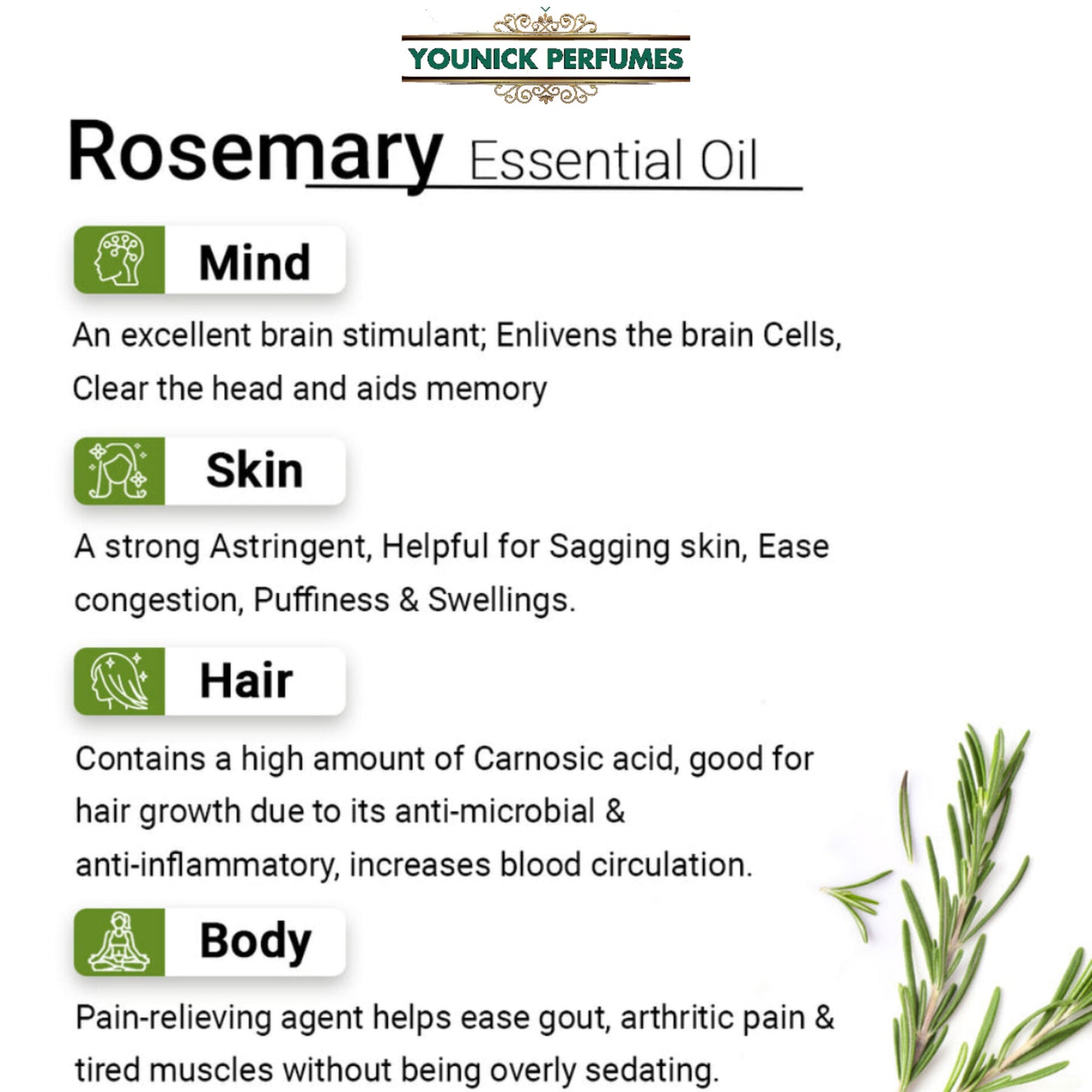 ROSEMARY ESSENTIAL OIL COMBO PACK 10ML*2=20ML BY YOUNICK