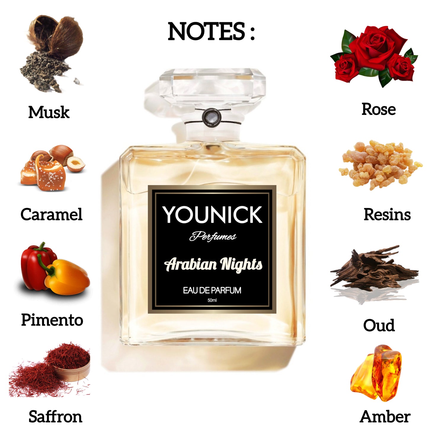 YOUNICK ARABIAN NIGHTS PERFUME 50ML EAU DE PARFUM ARABIC AND FRENCH MIXTURE PREMIUM, STRONG UNISEX PERFUME