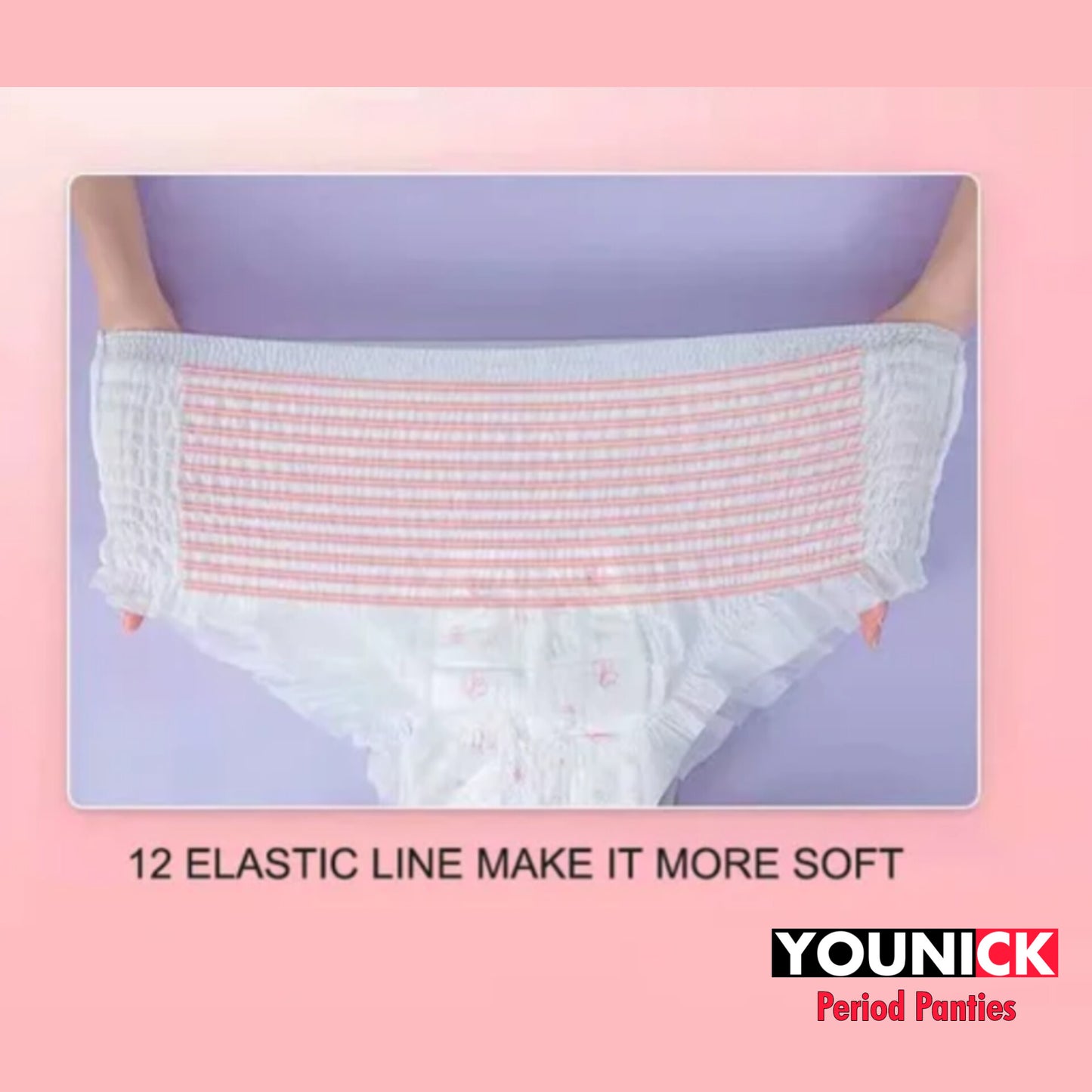 YOUNICK Period Panty M-L pack of 10 (60-90cm, 24-36inch), Super Absorbent 360 Degree Leakage Protection for Heavy Flow, Panty like Fit for Full back Coverage, Absorbs Heavy Gushes, Silky Soft, Comfortable Feel