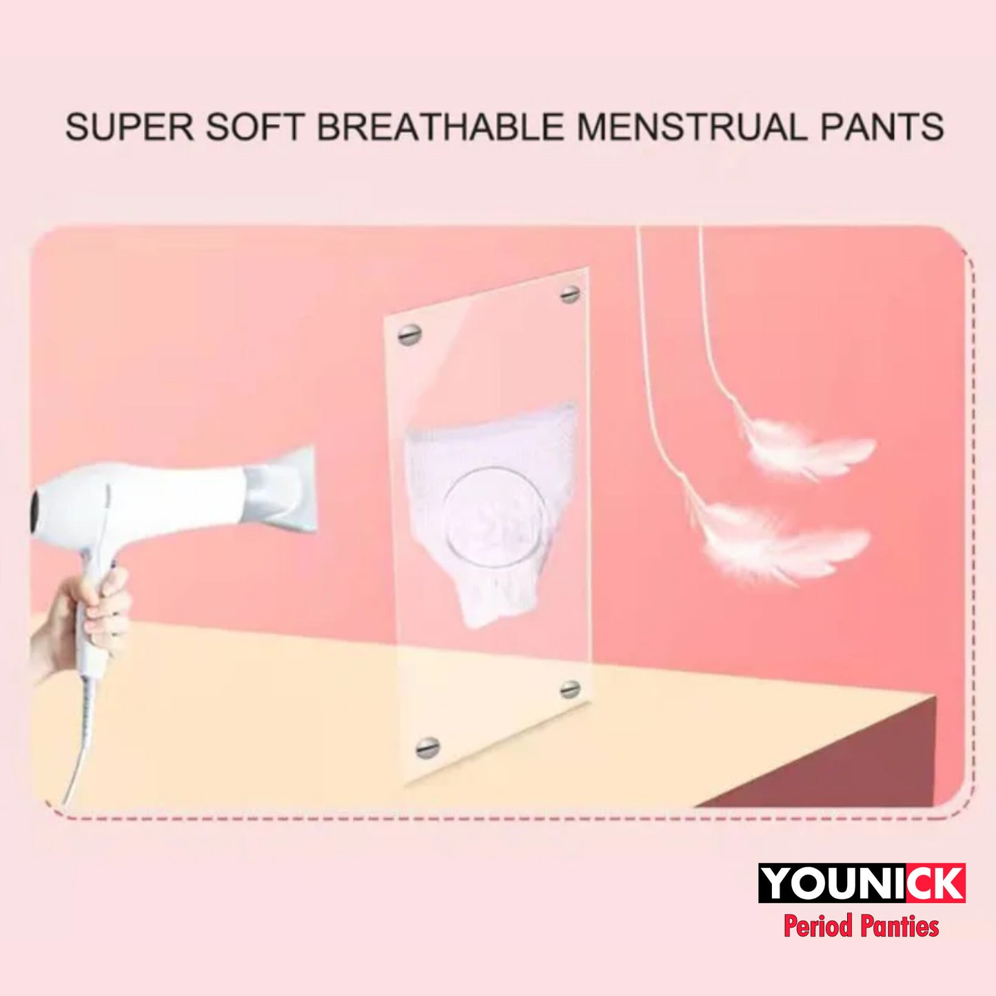 YOUNICK Period Panty M-L pack of 10 (60-90cm, 24-36inch), Super Absorbent 360 Degree Leakage Protection for Heavy Flow, Panty like Fit for Full back Coverage, Absorbs Heavy Gushes, Silky Soft, Comfortable Feel