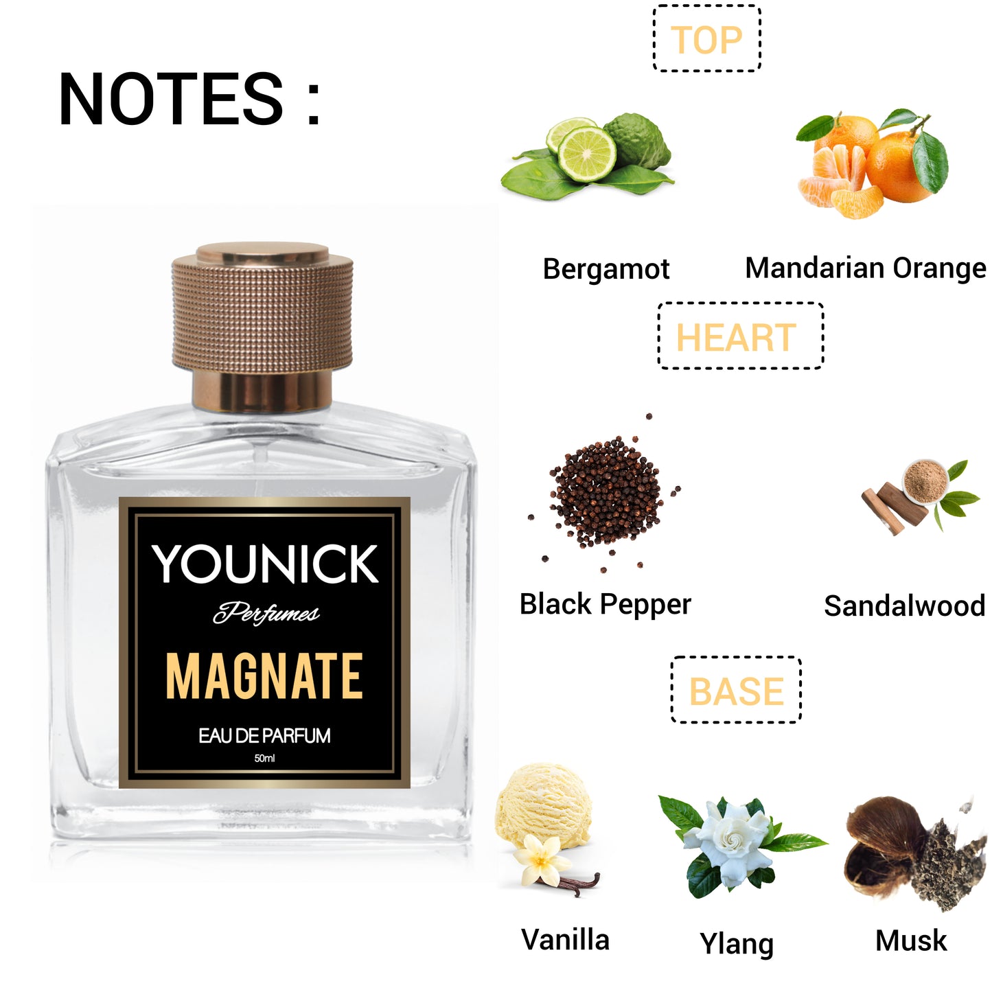 YOUNICK MAGNATE PERFUME 50ML, STRONG FRENCH FRAGRANCE EAU DE PARFUM