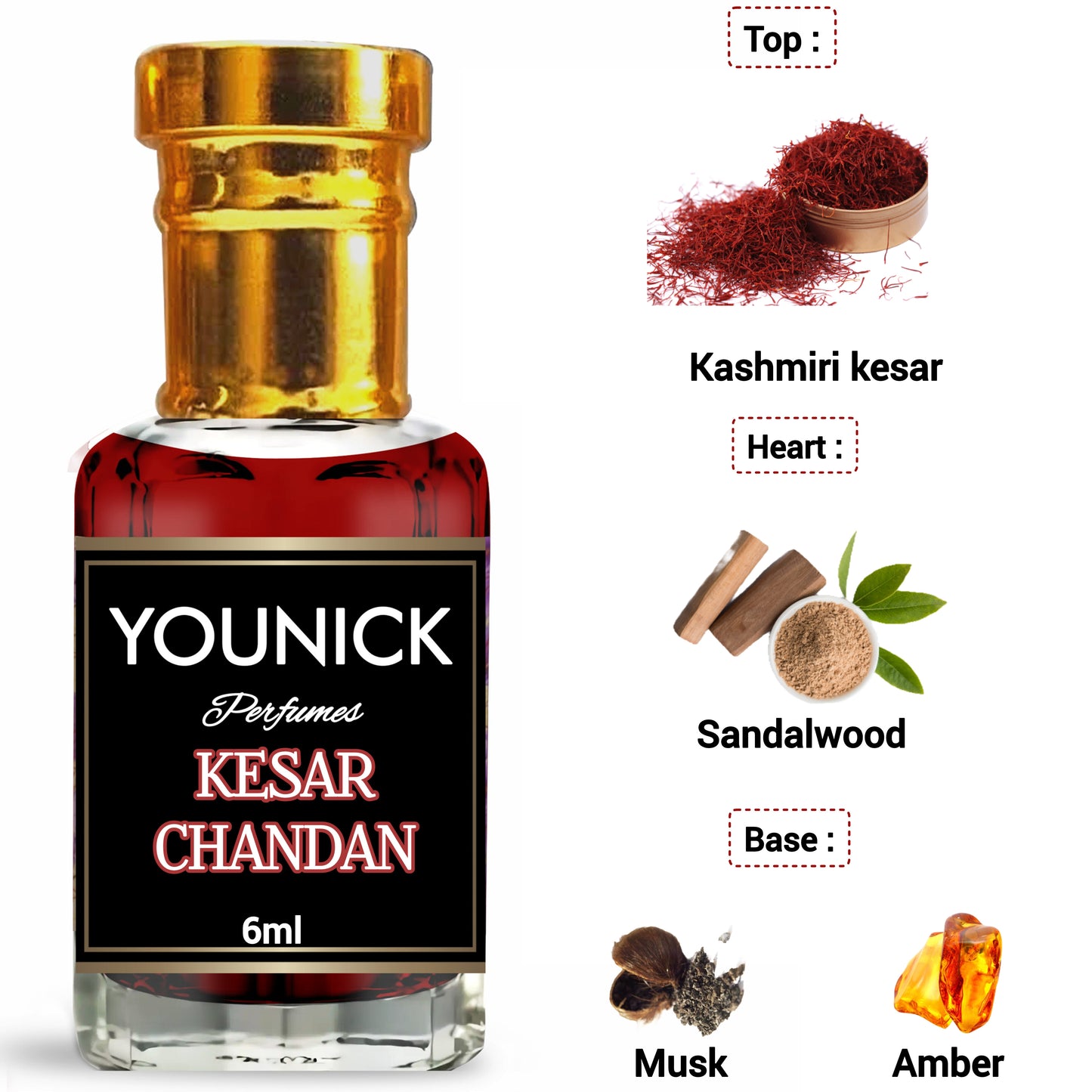 Kesar Chandan Attar 6ML by Younick Perfumes - High Quality Attar