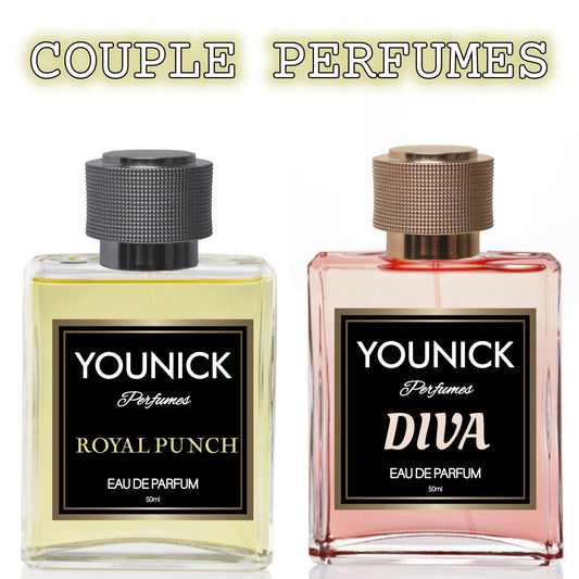 YOUNICK Couple Perfume - Royal Punch & Diva 50ML Each Eau de Parfum, Long Lasting French Perfume