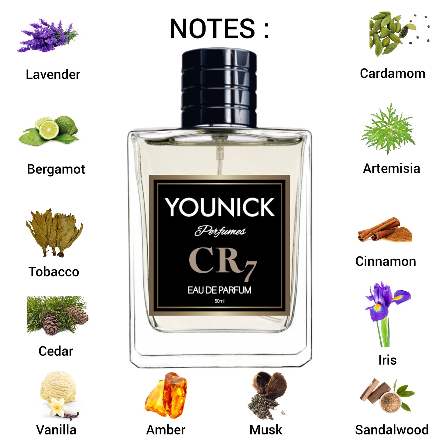 YOUNICK CR7 50ML Perfume Eau de Parfum – Inspired by CR7 by Cristi*no Ron*ldo | Ar0m*tic Foug*re Fragrance