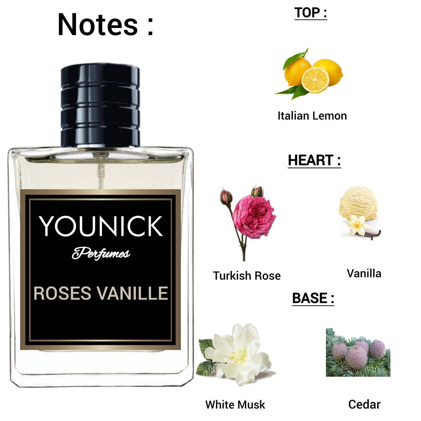 Roses Vanille Women Perfume by Younick - 50ml/100ml Eau de Parfum, Elegant Floral and Warm Fragrance