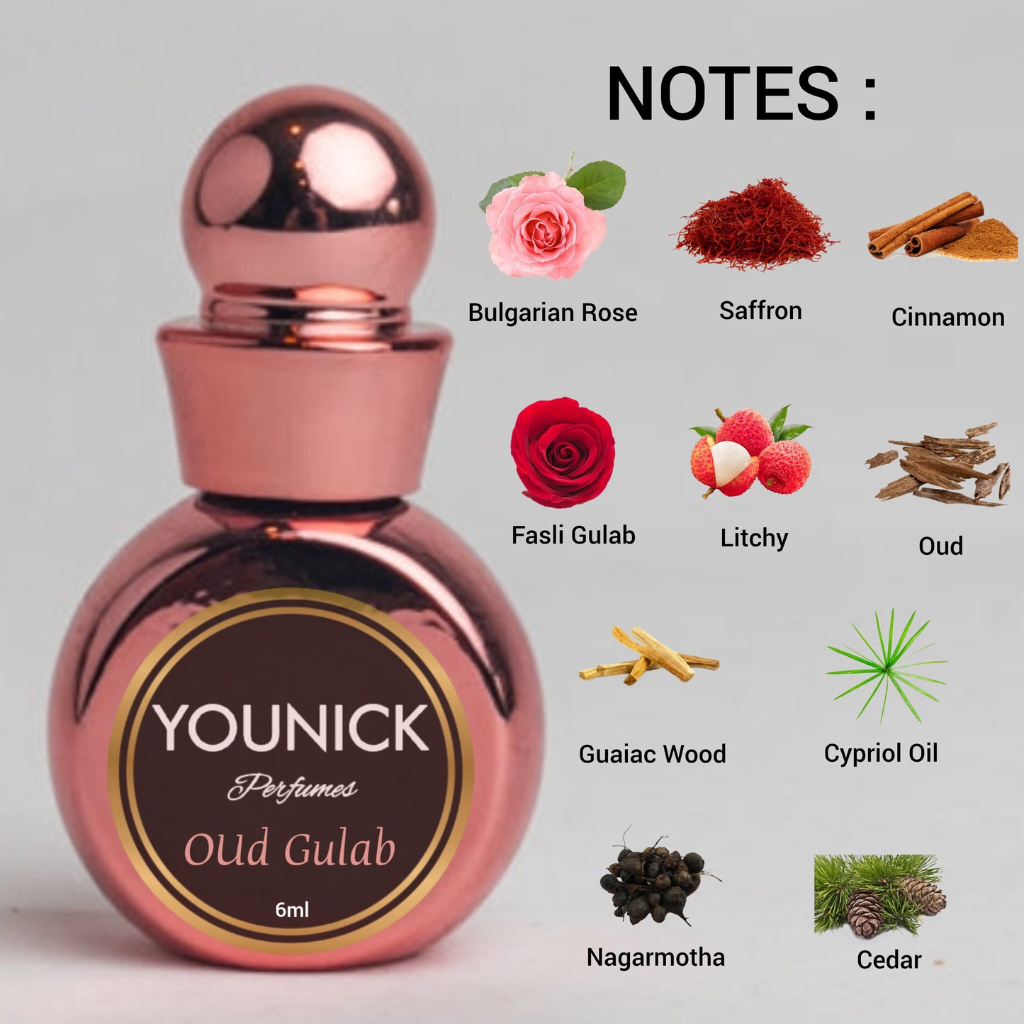 Oud Gulab 6ml Premium Strong Attar by YOUNICK