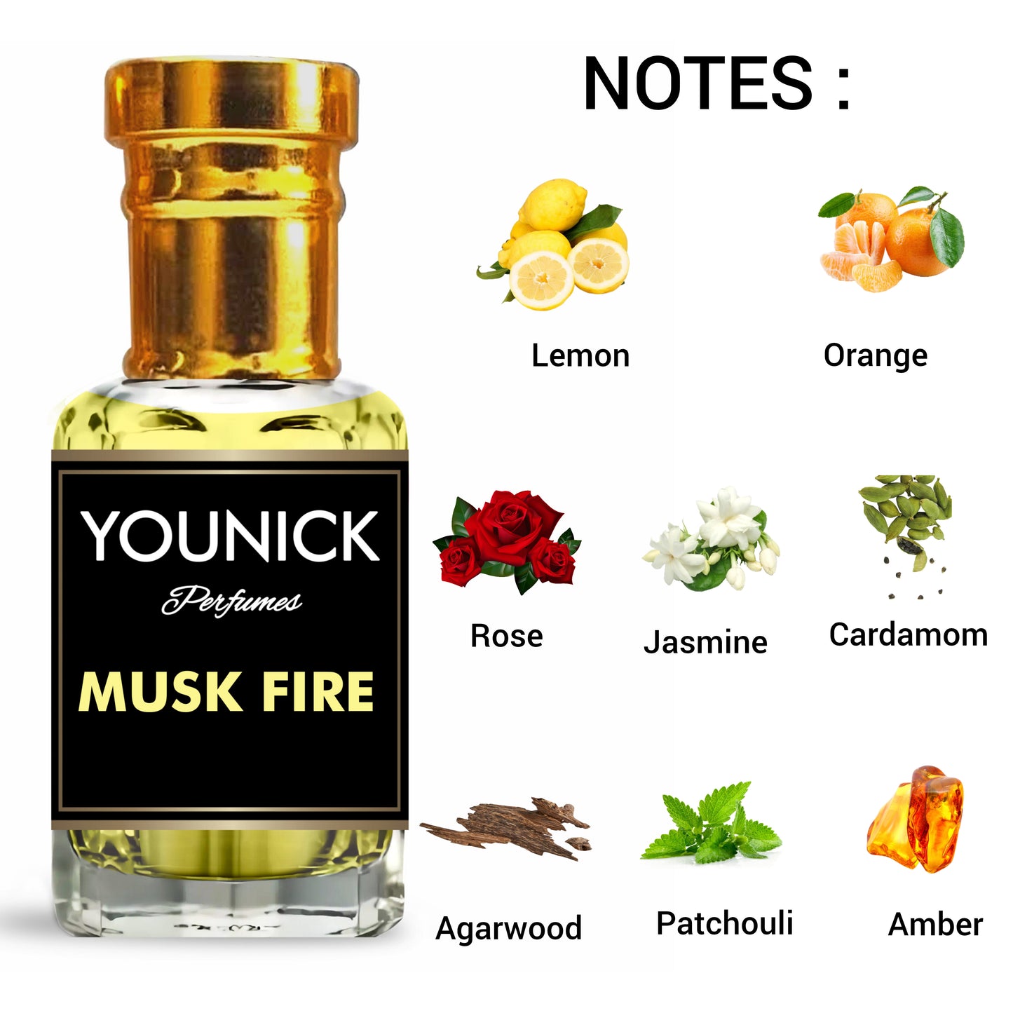 MUSK FIRE ATTAR 6ML/12ML ROLL ON BY YOUNICK – LUXURIOUS AND LONG-LASTING FRAGRANCE