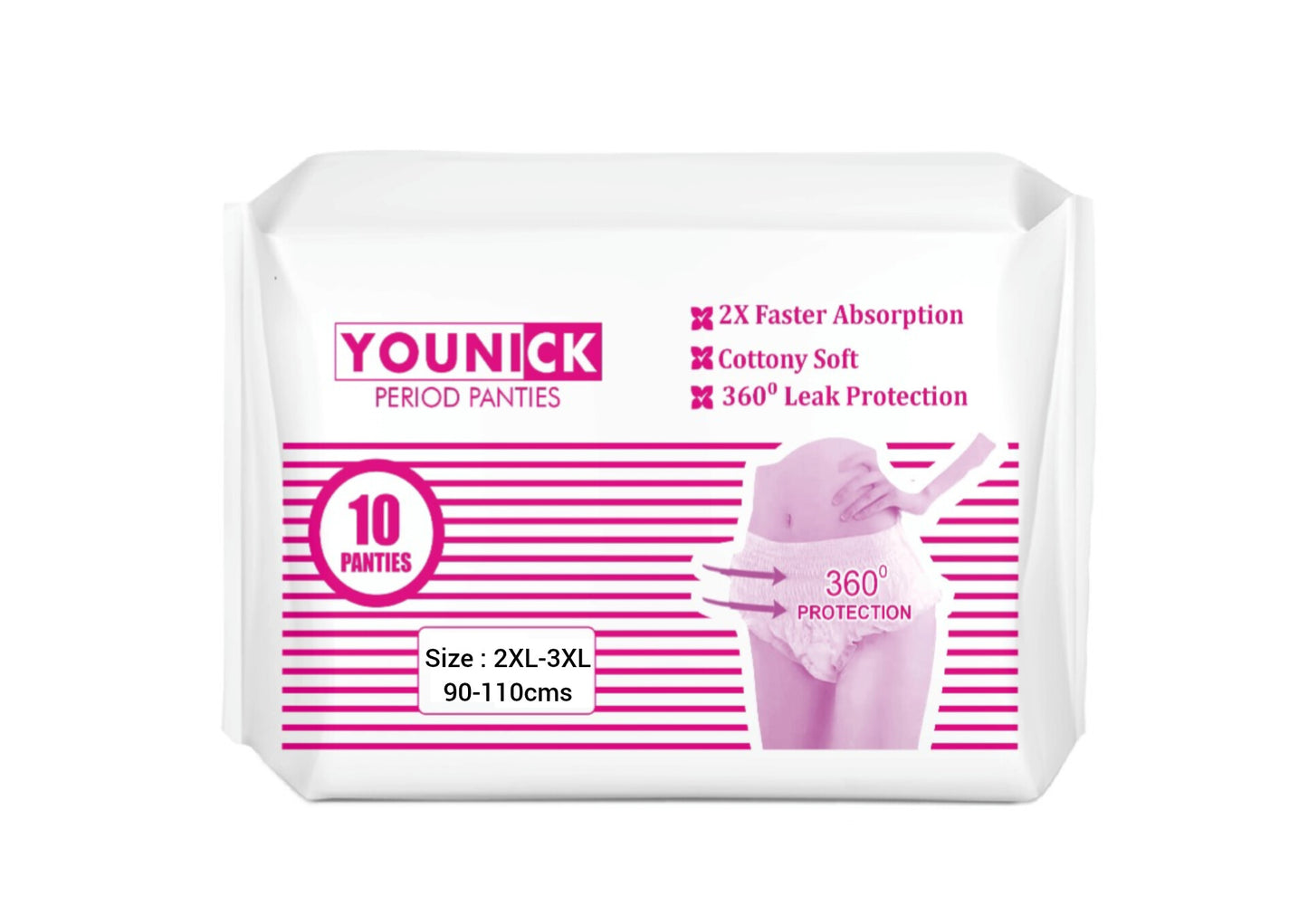 YOUNICK PERIOD PANTIES – PACK OF 10 COMFORTABLE & LEAK-PROOF PROTECTION IN SIZES S TO 3XL