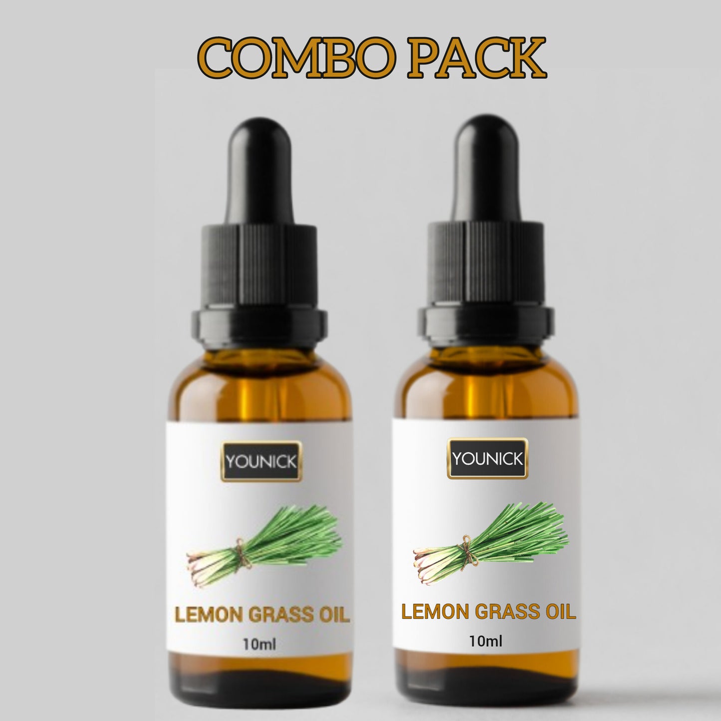 YOUNICK Lemongrass Essential Oil Combo Pack – 2 x 10ml | Deep Cleansing, Hair & Scalp Care, Stress Relief & Aromatherapy