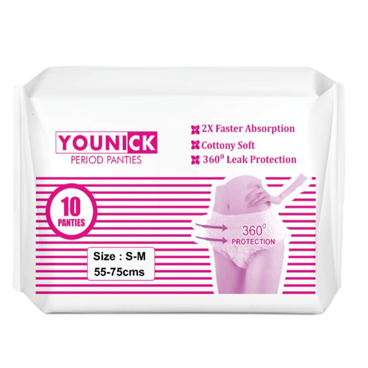 YOUNICK PERIOD PANTIES – PACK OF 10 COMFORTABLE & LEAK-PROOF PROTECTION IN SIZES S TO 3XL