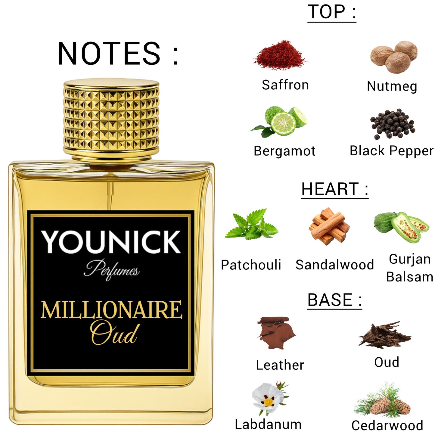 Millionaire Oud by YOUNICK Eau de Parfum 50ml / 100ml – Inspired by 1 Million Golden Oud