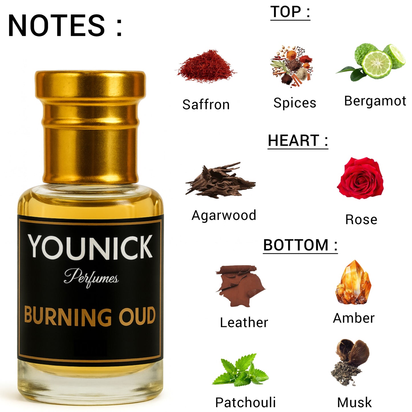 Burning Oud by YOUNICK Attar 6ml / 12ml – Luxurious Smoky Oud Fragrance