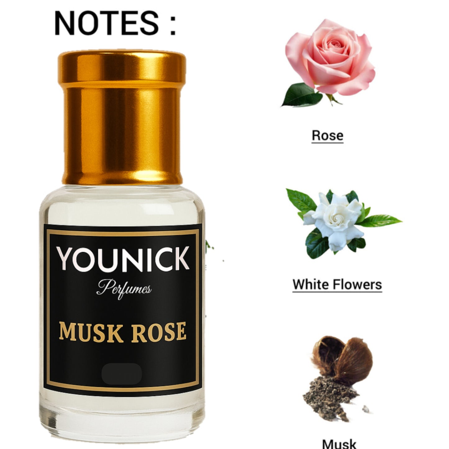 Rose Musk 6/12ml Attar Feminine Fragrance by Younick – Powdery Floral Elegance