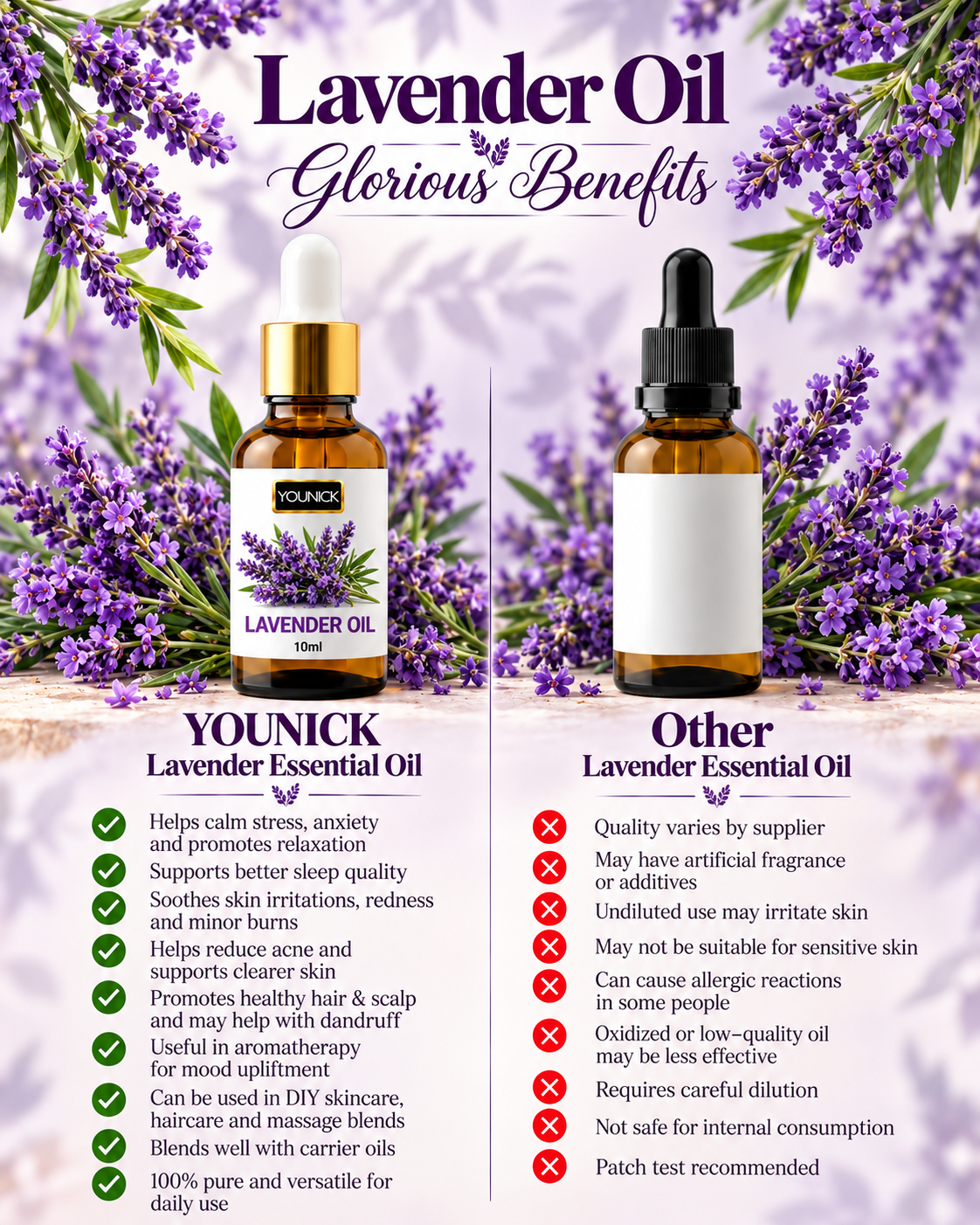 YOUNICK LAVENDER ESSENTIAL OIL 10ml pure lavender oil