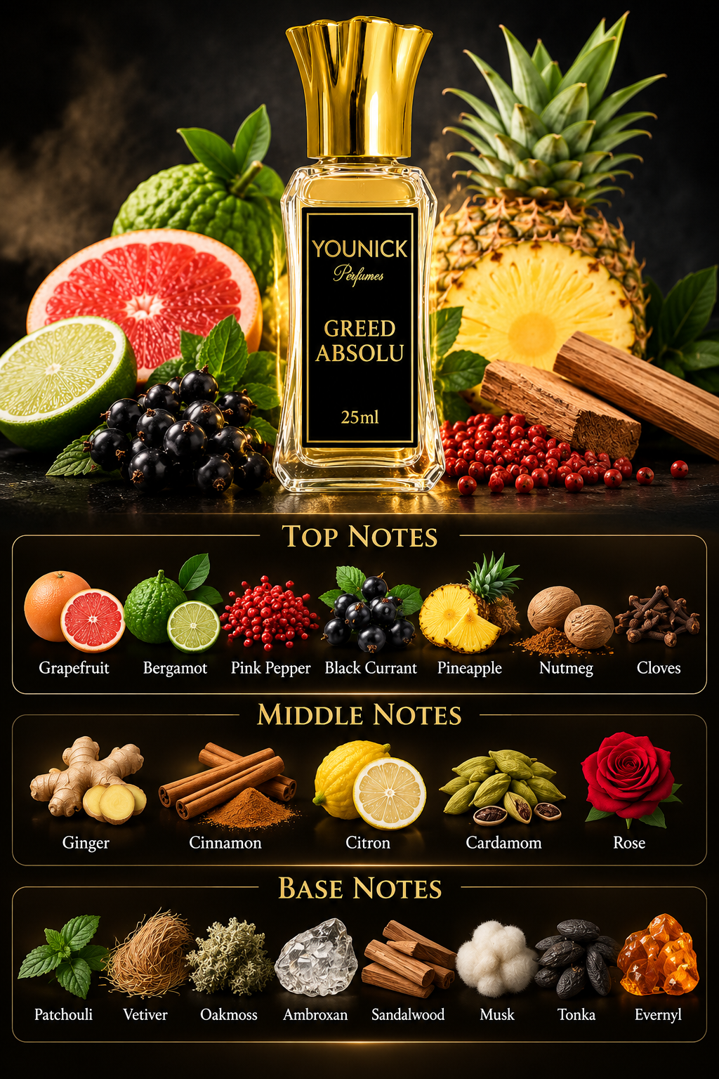 YOUNICK GREED ABSOLU Attar – Inspired by Absolu Aventus by Creed | Premium Long-Lasting Fragrance Oil | 6ml, 12ml & 25ml
