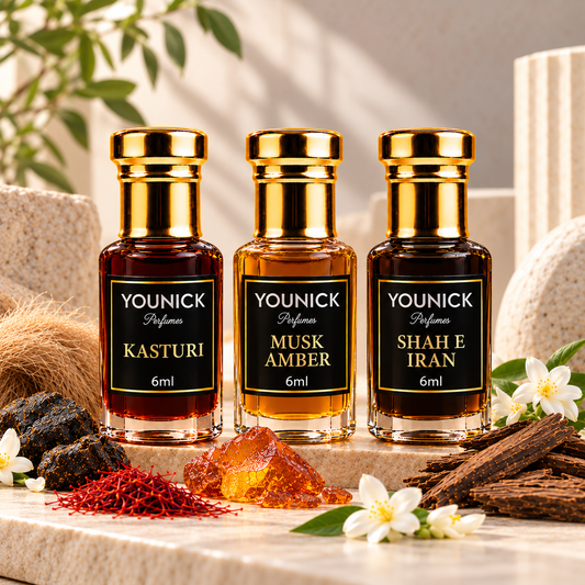 YOUNICK Traditional Indian Attar Combo – Kasturi, Musk Amber & Shah E Iran