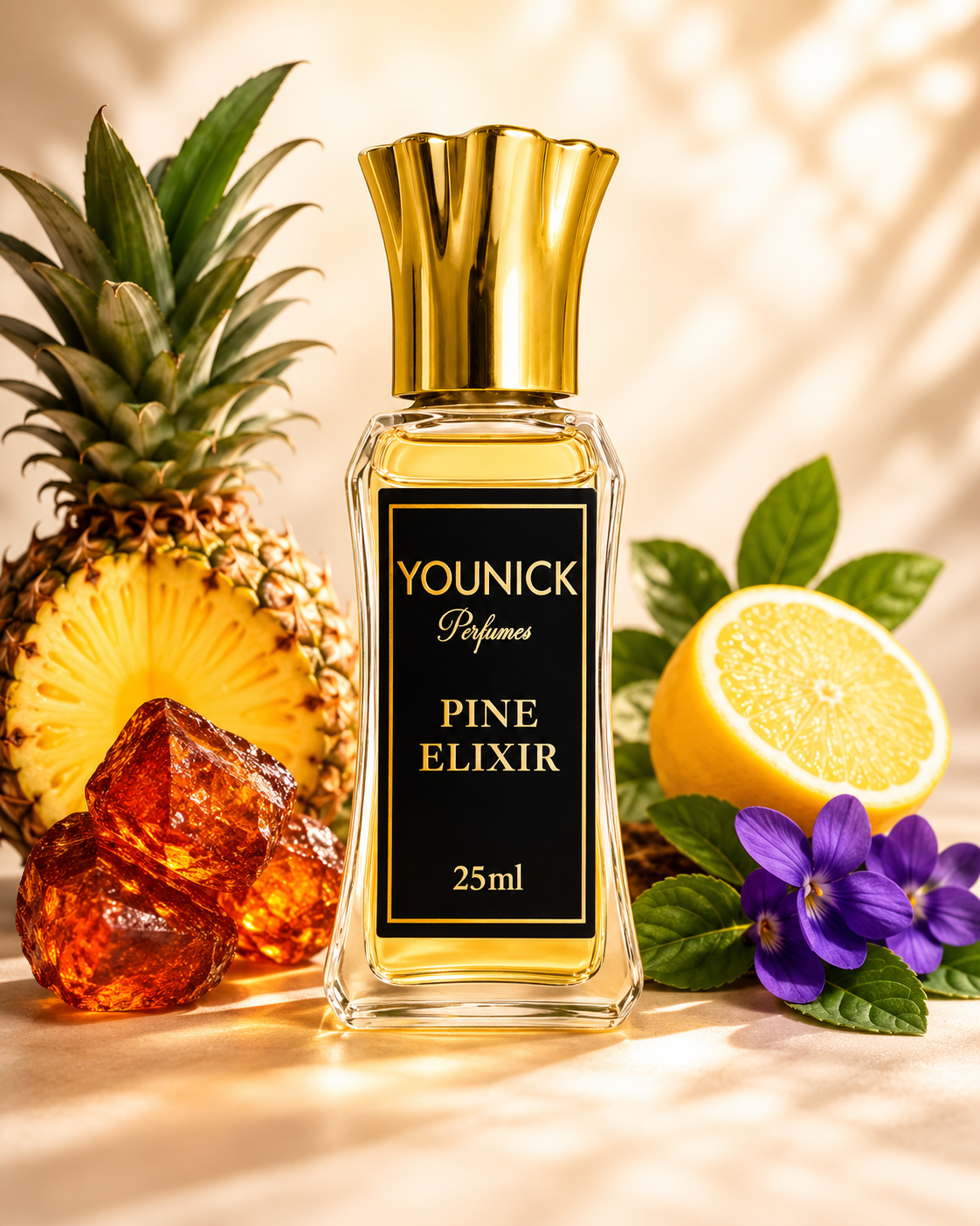 YOUNICK Pine Elixir Attar – Fresh Pineapple & Citrus Fragrance with Amber, Patchouli & Cedarwood | 6ml / 12ml / 25ml