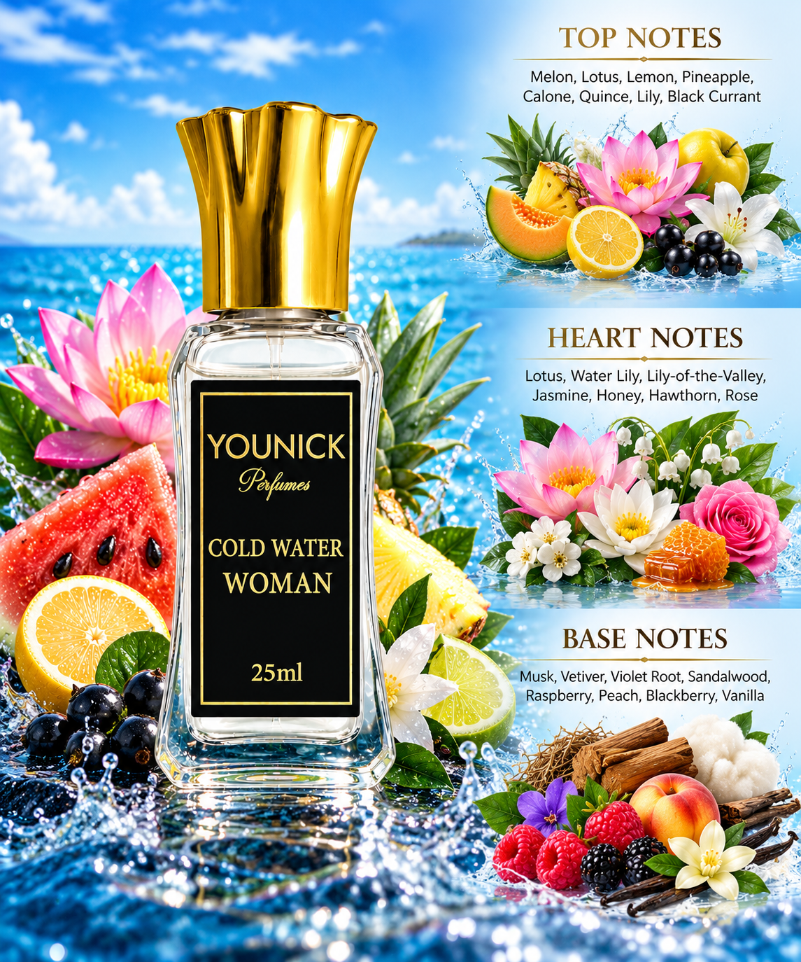 YOUNICK Cold Water Woman Attar 6ml / 12ml / 25ml – Inspired by Davidoff Cool Water Woman