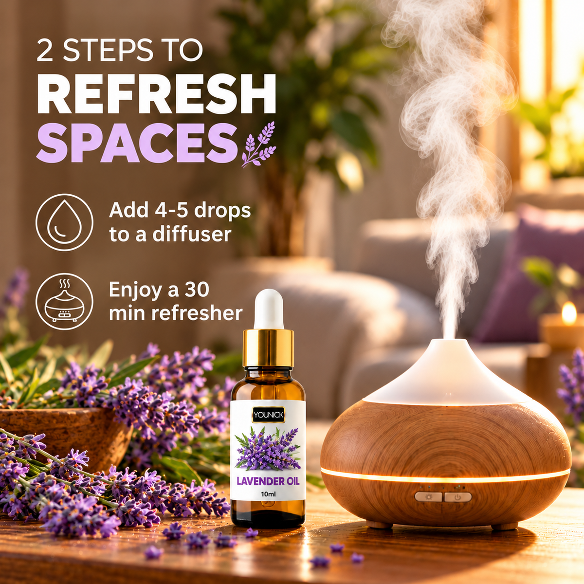 YOUNICK LAVENDER ESSENTIAL OIL 10ml pure lavender oil