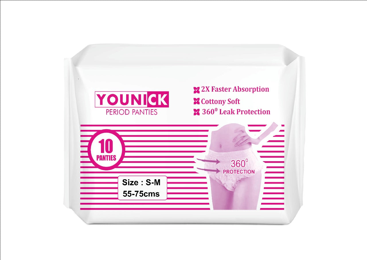 YOUNICK PERIOD PANTIES – PACK OF 10 COMFORTABLE & LEAK-PROOF PROTECTION IN SIZES S TO 3XL